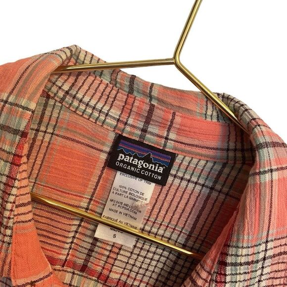 Patagonia Organic Cotton Plaid Short Sleeves Button Down Shirt S - Picture 3 of 6